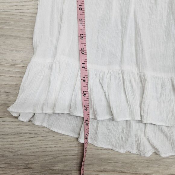 TOPSHOP Womens White Cropped Ruffle 3/4 Sleeve Sheer Top Size 4 - Picture 6 of 7